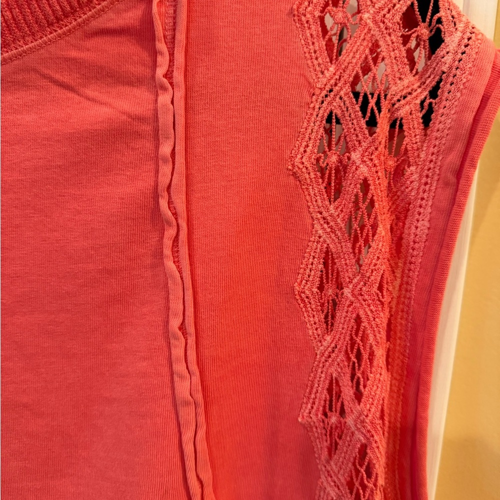 Free People Table For Two Bright Coral Top *NEW WITHOUT TAGS* - Picture 6 of 15